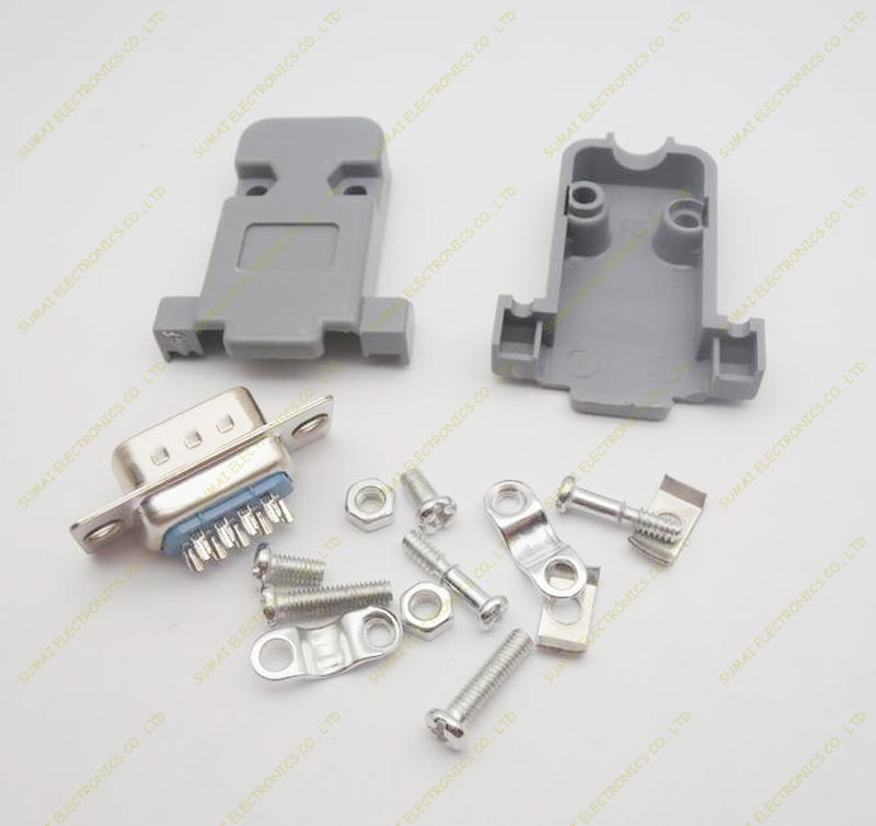 DB9 male plug + plastic shell male set DB9 male connector