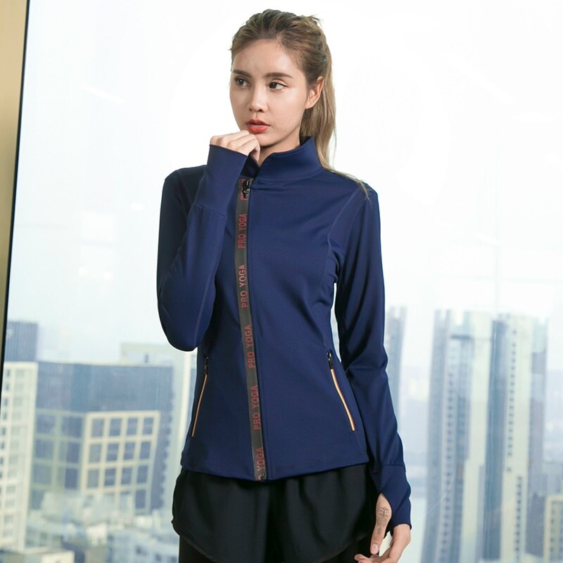 Jinxiushirt kvinder sport jakke hurtig tør langærmet løb gym sweatshirt klud fitness lynlås jakke overtøj chaquetas: Wt567 blå / S