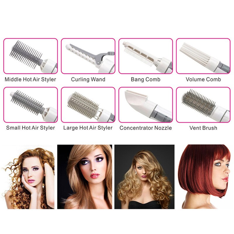 8-In-1 Multifunctionele Professionele Droger Blower Kam Borstel Salon Haardroger Reizen Föhn Curling Haar Hairstyling Tool 21