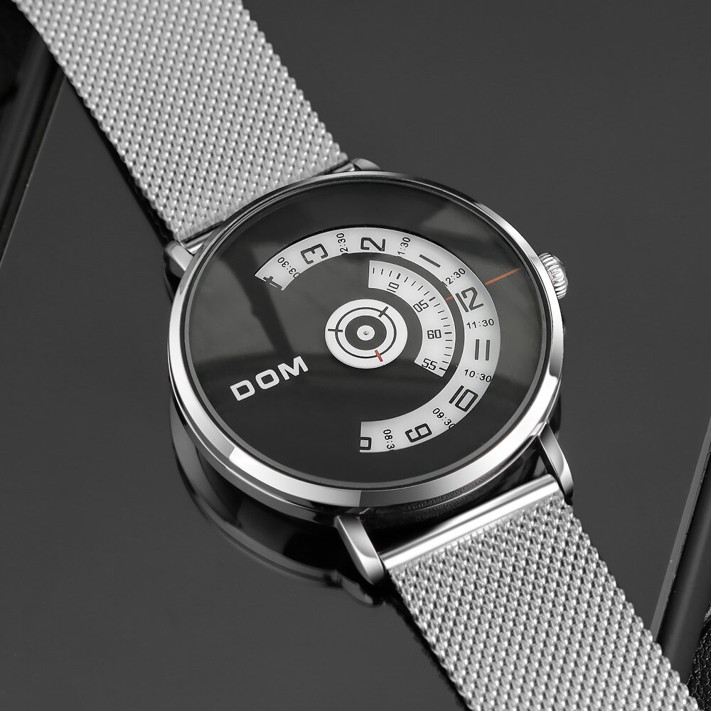 Reloj DOM para hombre, relojes deportivos casuales de superior para hombre, correa de malla de lujo, reloj de pulsera para hombre, reloj de pulsera resistente al agua a la , M-1303
