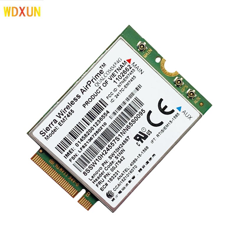 WDXUN EM7455 FRU 01AX756 LTE 3G 4G Tarjeta de Thinkpad X1 carbono 5th gen X270 T470 T470S T470P t570 L570 L470 P51 P71