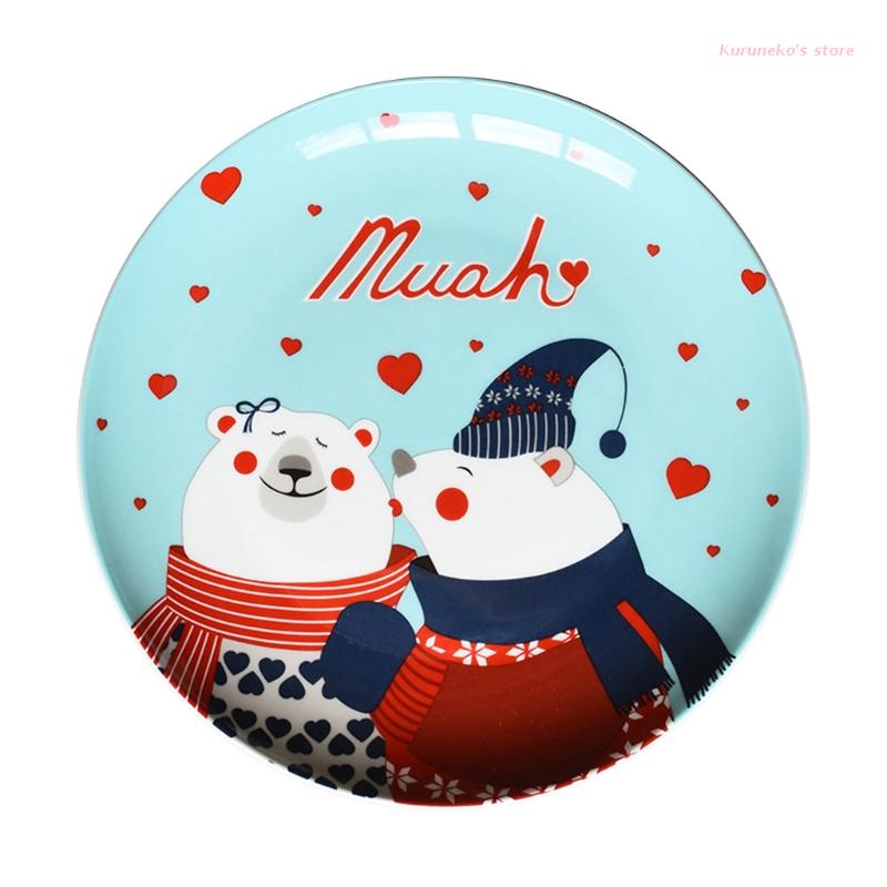 Christmas Style Porcelain Material Dinner Plate Snack Dessert Dinnerwares Appetizers Dish Perfect for Housewarming: warmth