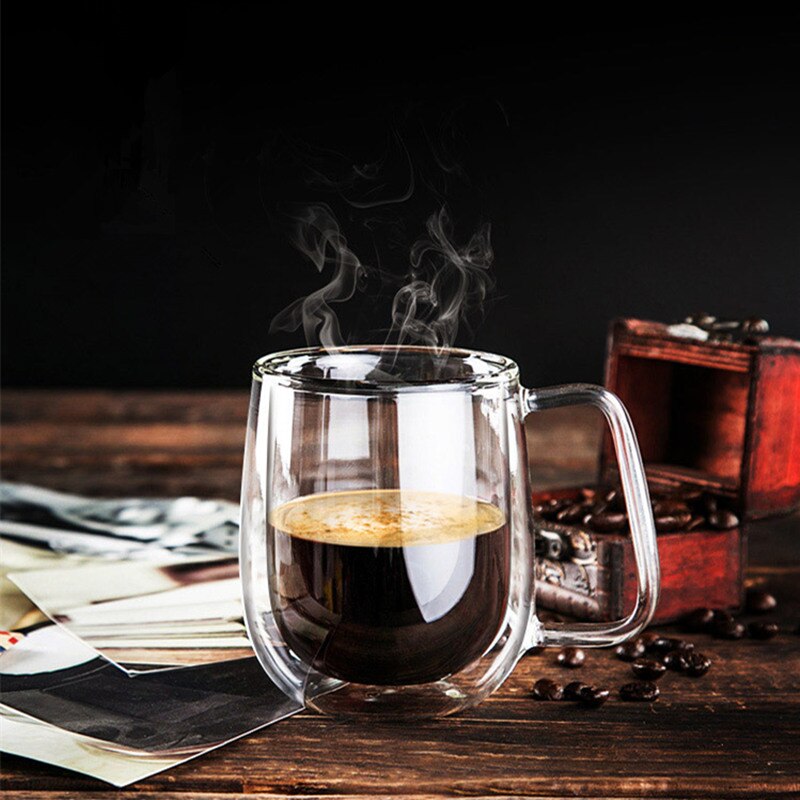 Double Wall Coffee Mugs Transparent Mugs Drinking Heat-resistant Glass Tea Beer Cup Drinkware Milk