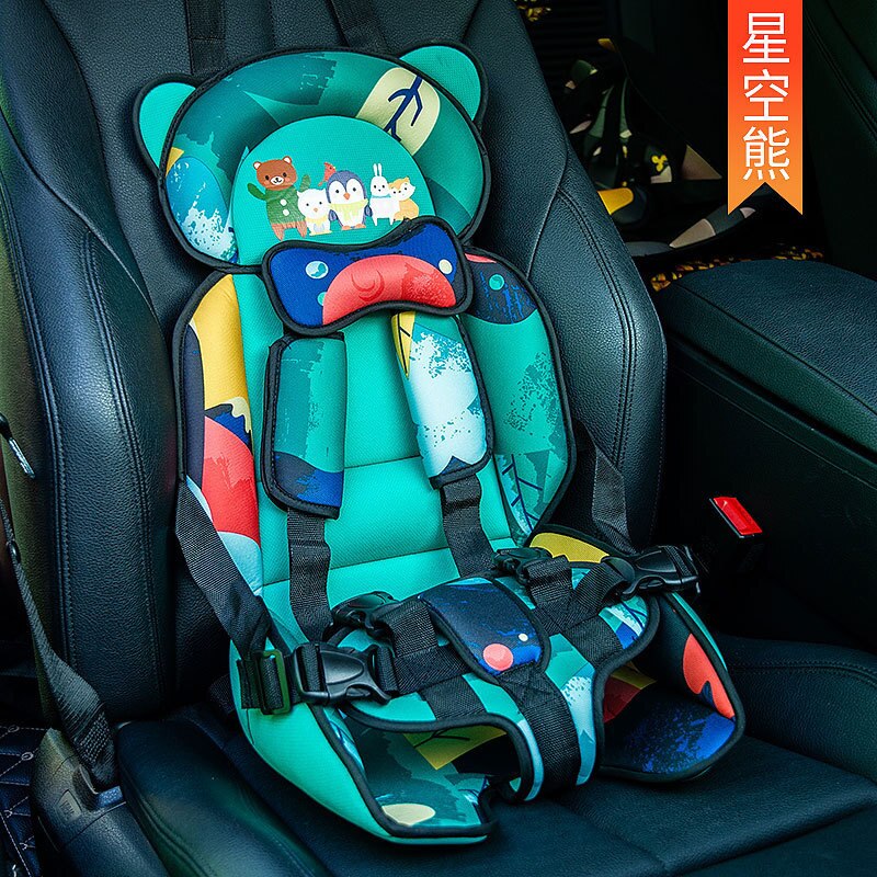 Portable Child Safety Seat Removable and Washable Baby Safety Seat With Belt Safe Child Sitting Chair Cushion: Star bear