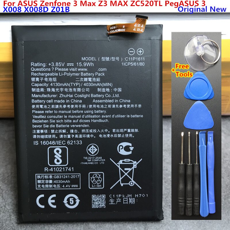 Batteria Runboss C11P1611 - 4130mAh - per ASUS Zenfone Pegasus 4S Max Plus M1 ZB570TL X018DC
