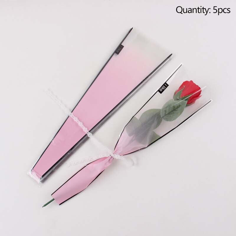 5 stk rose blomst innpakning plast papir enkelt blomster cellofan posere valentine & #39 ;s dag blomsterhandler pakking bryllup bukett rekvisita
