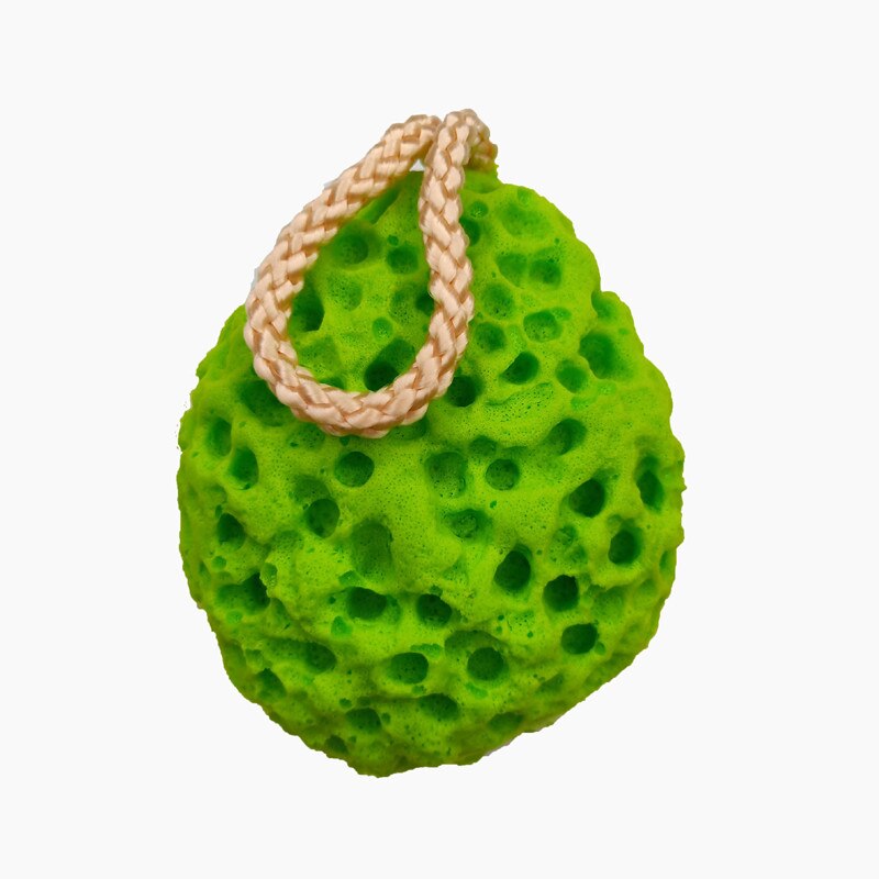 Pelota de baño suave en forma de panal con gotas de agua, esponja para ducha, frotar cuerpo, cepillos de baño para niños y adultos, suministros para Baño: green