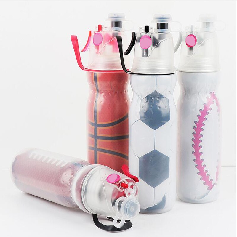 590ml vattenflaskor för fotboll basket/basebollsporter pe dubbel kallspray utomhus fitness hydroflaska vattenflaskor