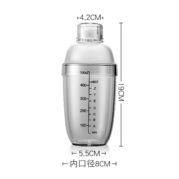1 st 350ml/530ml/700ml/1000ml cocktailshaker redskap för hembaren plast shake cup vin drink mixer shake flaska  mx9231012: 530ml