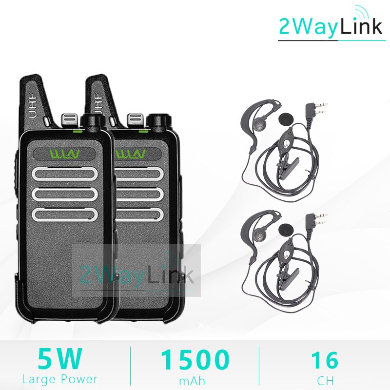 2 stücke WLN KD-C1 Mini Radio 5W Walkie Talkie UHF Zwei Funkgeräte RT22 ZT-X6 Handliche Mini 5W ham Radio KD-C2 Upgrade Version Billig Heißer: 2Black-2Headset