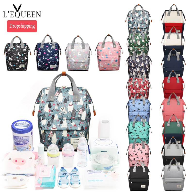 Lequeen Mommy Backpacks Nappy Bags animal bear print Diaper Bags Maternity Backpack Small Waterproof Travel Bag LPJ10