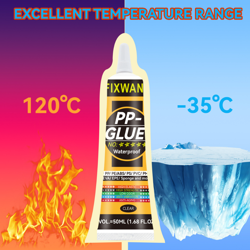 FIXWANT Polypropylen-PP-Kleber PE EVA POM PU Kunststoff Leder Wasserdichter weicher Kleber Starker PVC-Kleber 50 ml