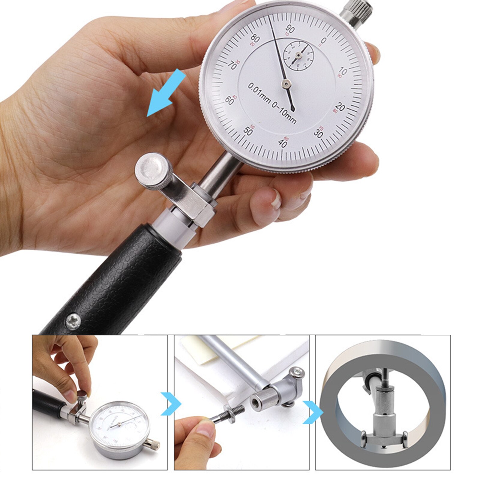 Inner Diameter Gauge Dial Indicator Measuring Tool Portable High Accuracy 50-160mm Metal Dimensional Measurement