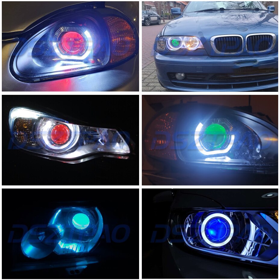 LED Dämon Augen Teufel böse Auge DRL Licht Für 2,5 3,0 Hella 3R G5 Projektor Scheinwerfer Linsen verrotten Blau grün Auto Styling