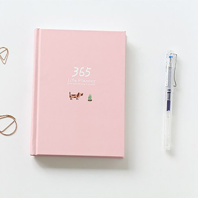 Carnet de notes 365 jours, joli Agenda, planificateur, Page intérieure colorée, Agenda quotidien, Agenda annuel, papeterie scolaire et de bureau: Pink
