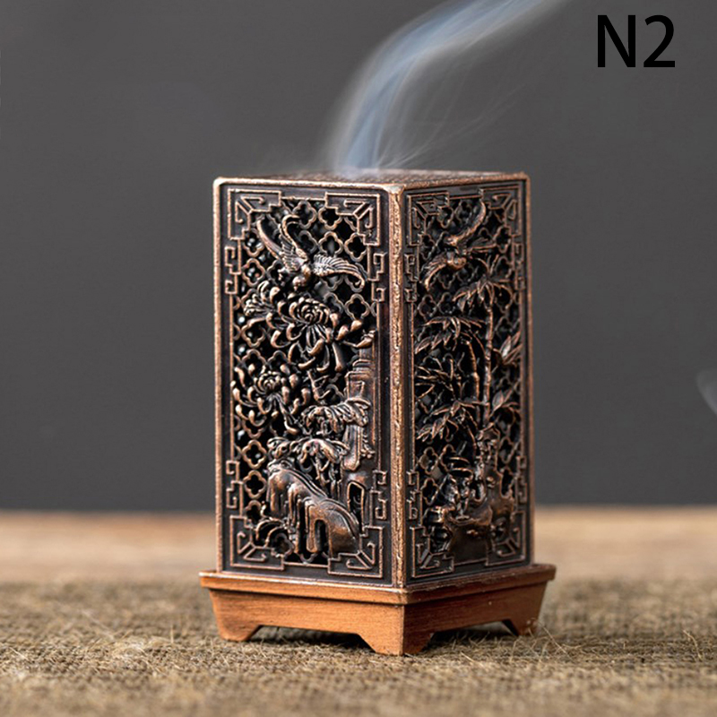 Bruciatore di incenso verticale quadrato ottavino porta incenso in lega di Xiangyun aromaterapia per interni ornamento per la casa bruciatori cinesi a forma di prugna: giallo