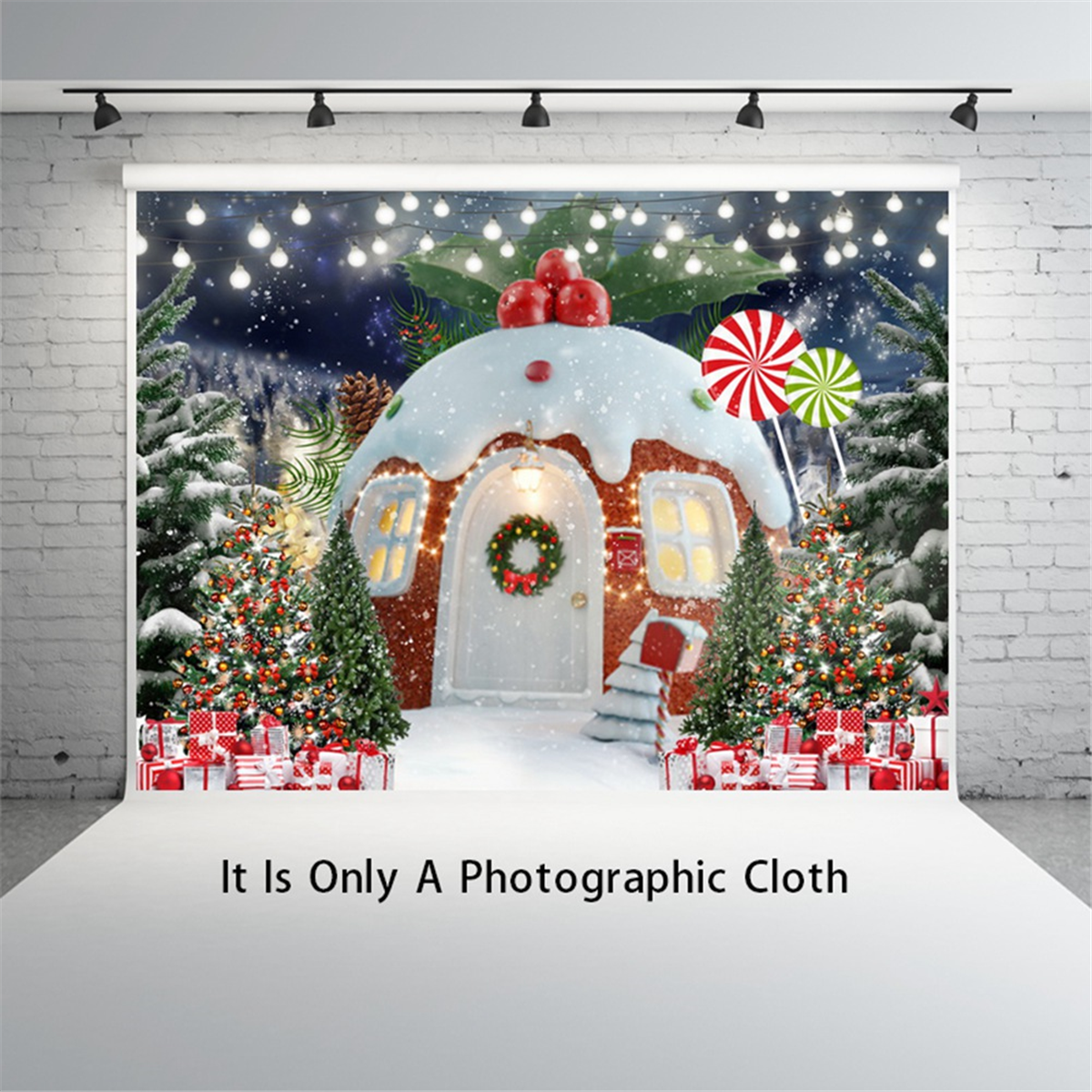 300X200cm Christmas Background Cloth Christmas Snow House Multifunctional Convenient Photography Background Cloths-Elect
