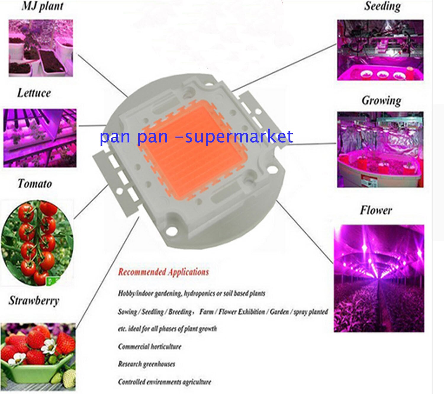 Täyden spektrin led kasvaa siru 380-840nm real wattia 1w 3w 10w 20w 30w 50w 100w 35 mil led kasvivalot valo