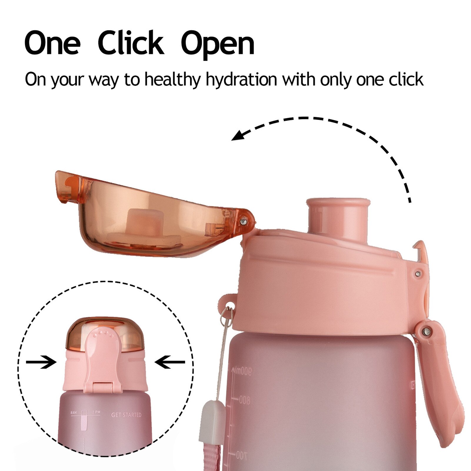 Sport Bottle Innovative Motivational 32OZ Space Cup Portable 1L water bottle with The spring-loaded dust cap for Cycling sports