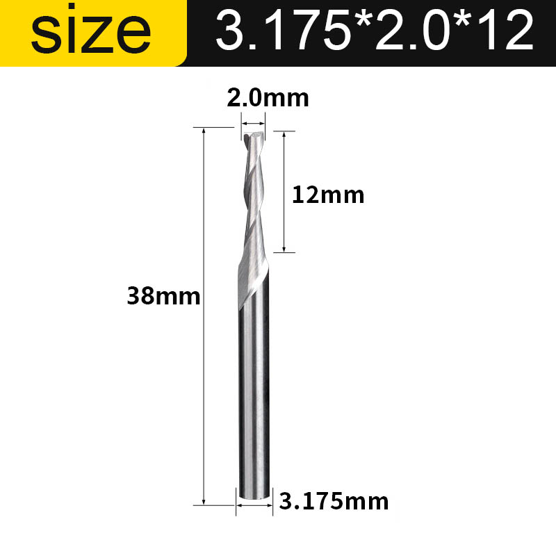 Vsharp 2 Flauti Fresa a spirale Fresa per incisione CNC Punta piatta Upcut Fresa Utensile Punte in metallo duro per legno MDF PVC: 33 millimetri