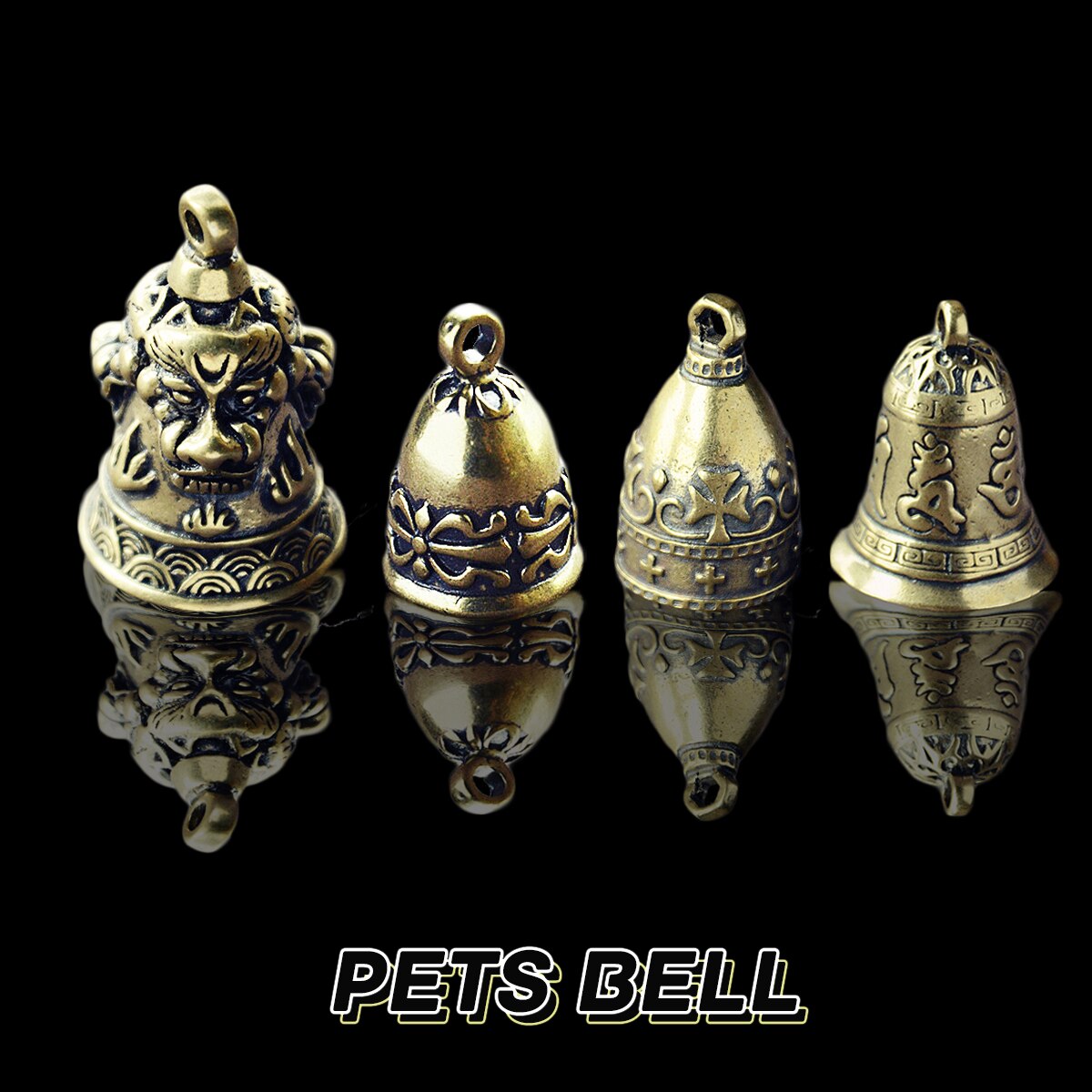 Clochette Vintage en laiton antirouille | Mini porte-clés Portable, porte-bonheur, bonne fortune, décoration de maison et de bureau, pendentif pour Animal de compagnie