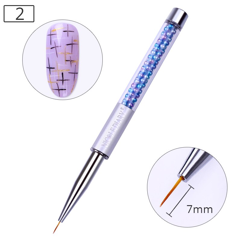 Nicole diary 1 pc gradiënt schilderpen tekenkwast witte strass handvat nagelkunstgereedschap: Patroon 2