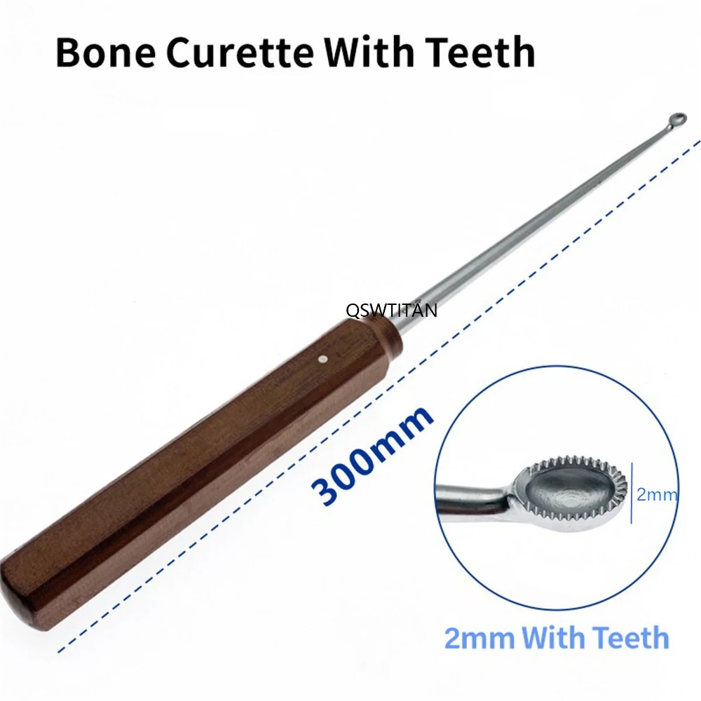 Cureta ortopédica para huesos con dientes, cuchara para huesos de acero inoxidable, instrumentos quirúrgicos ortopédicos: Azul