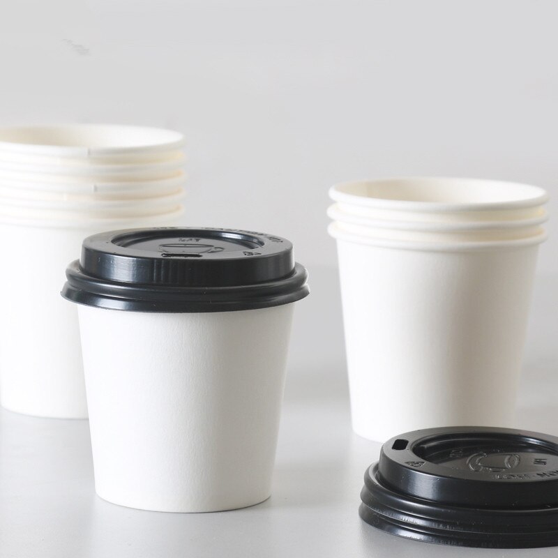 100 st 4oz 100ml engångsyoghurt kaffe te smakkopp liten soja kall dryck vit pappersmugg med svart lock