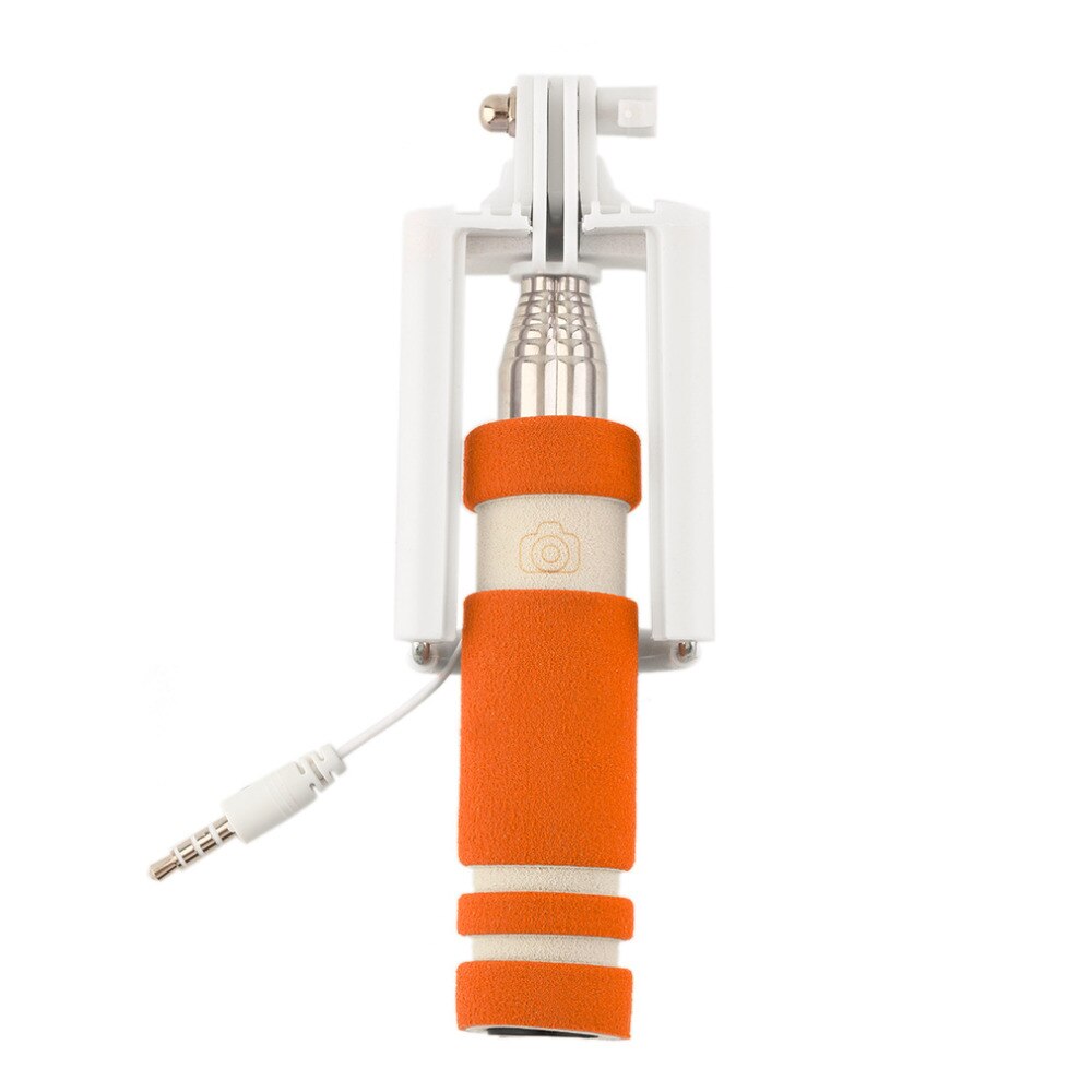 5 colores Mini extensible Selfie Stick con cable remoto obturador monopié para todas las marcas teléfono móvil