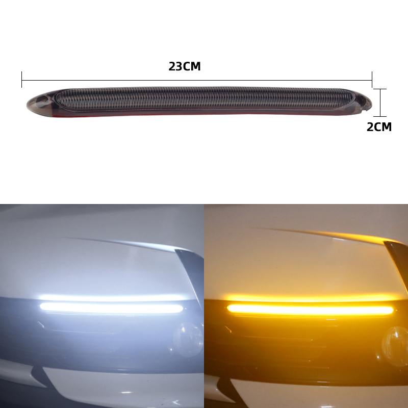 Luces de circulación diurna DRL para coche, tira Universal para faros delanteros de coche, señal de giro secuencial, luz diurna de flujo amarillo drl para coches, 12v, 2 uds.: Cristal azul