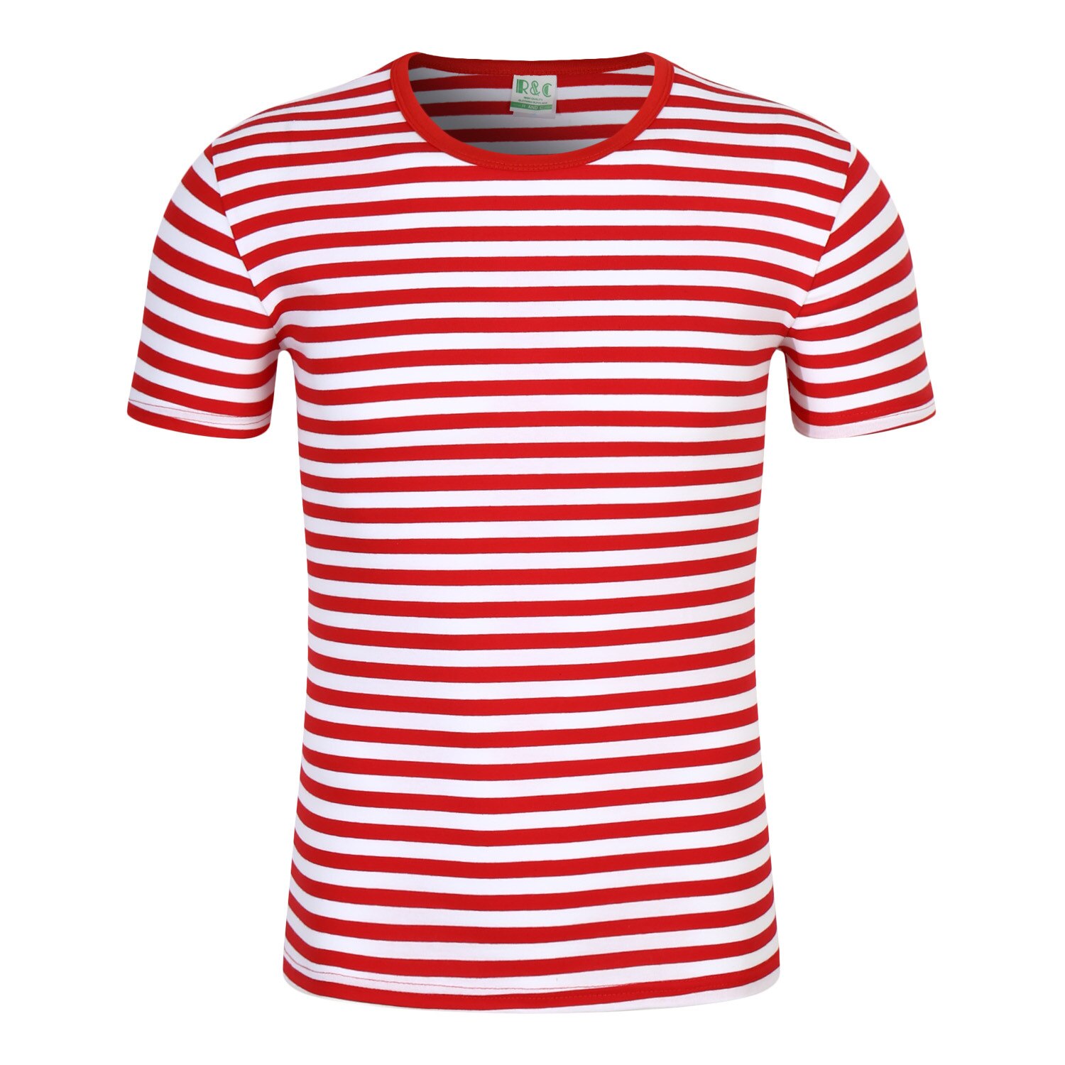 Sneldrogende Stretch Elastische Tee Shirts Katoen Spandex Sport Gestreepte Tennis T-shirt Mannen: Rood / S