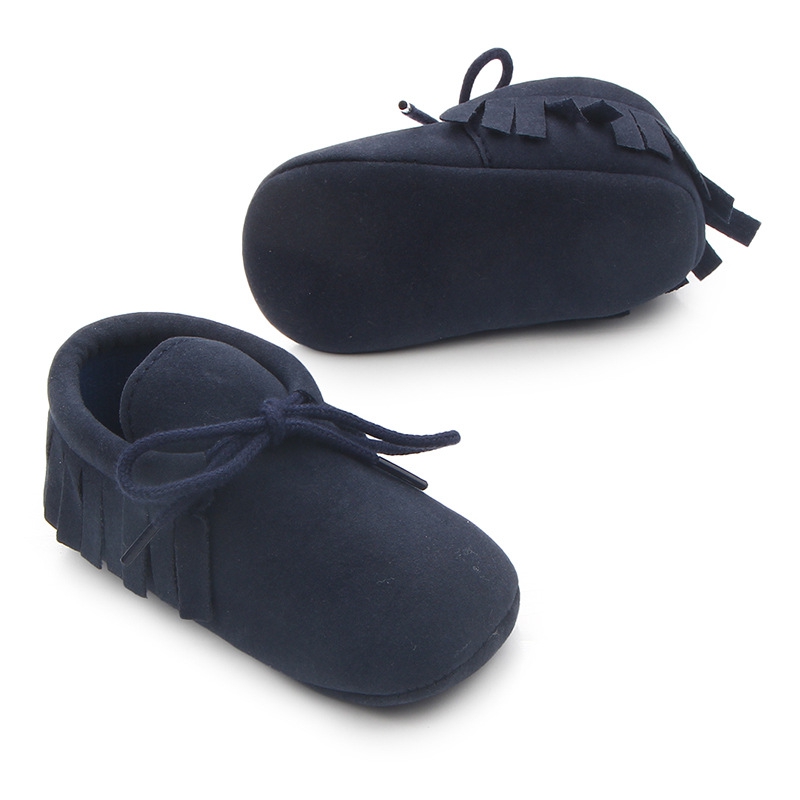 Baby Jongens Meisjes Mocassins Moccs Schoenen Babyschoenen Bebe Fringe Zachte Zolen antislip Footwear PU Leather Crib schoenen: Blauw / 0-6 months