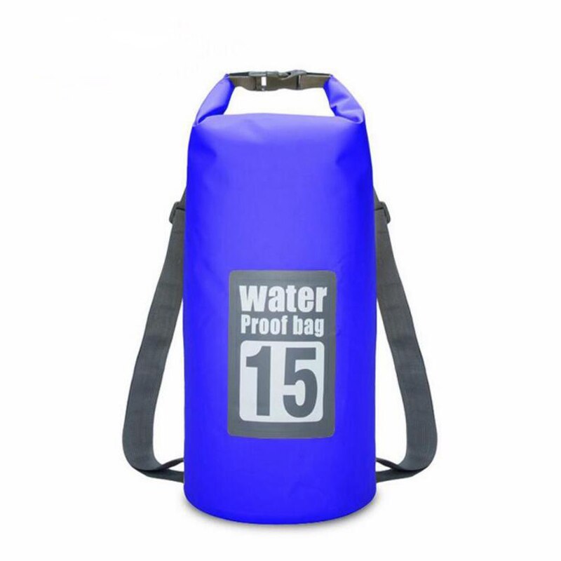 5l/10l/15l/20l/30l waterdichte pvc-tassen, droge tas, waterdichte rugzak, sporttas, rafting, zwemrugzak, ondoordringbare droge tas: Blauw 15l