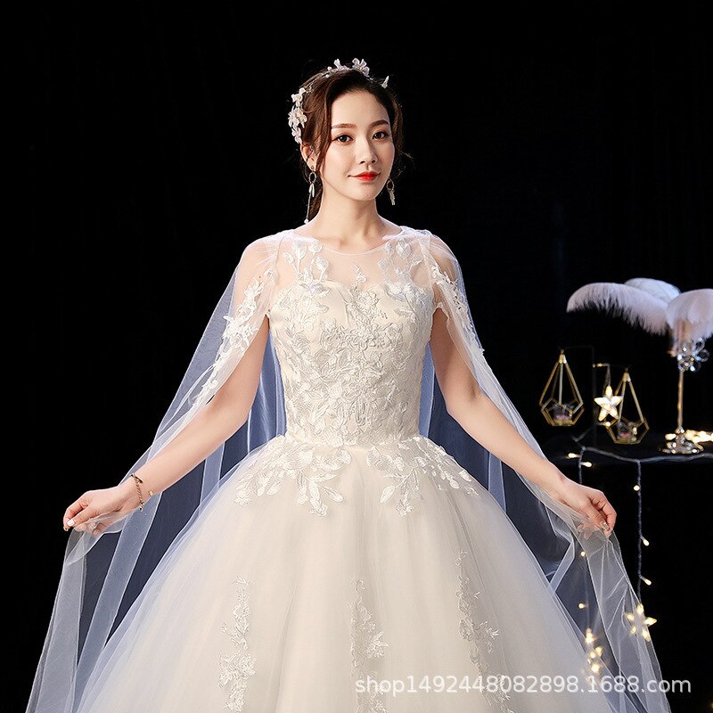 Robe de mariee smukke brudekjoler balkjole o-hals snøre med jakke applikationer mariage brudekjoler casamento