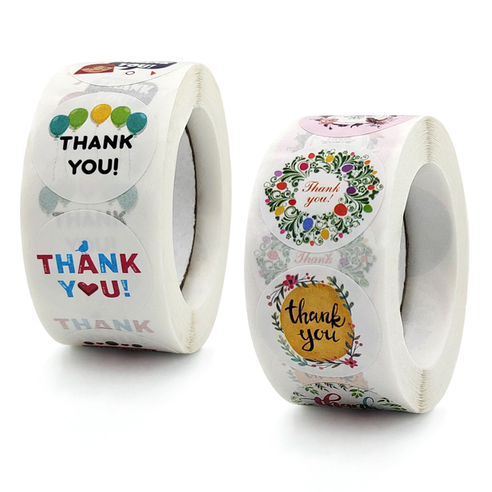 Pegatinas De Agradecimiento - Rollo De 500 Unidades Florales Para Embalaje De Paquetes Y Regalos