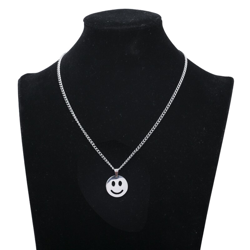 Collier pour femmes, pendentif avec chaîne à maillons en acier inoxydable, sur le cou, chaînes Punk, ras du cou, bijoux gothiques, esthétique: Face Pendant