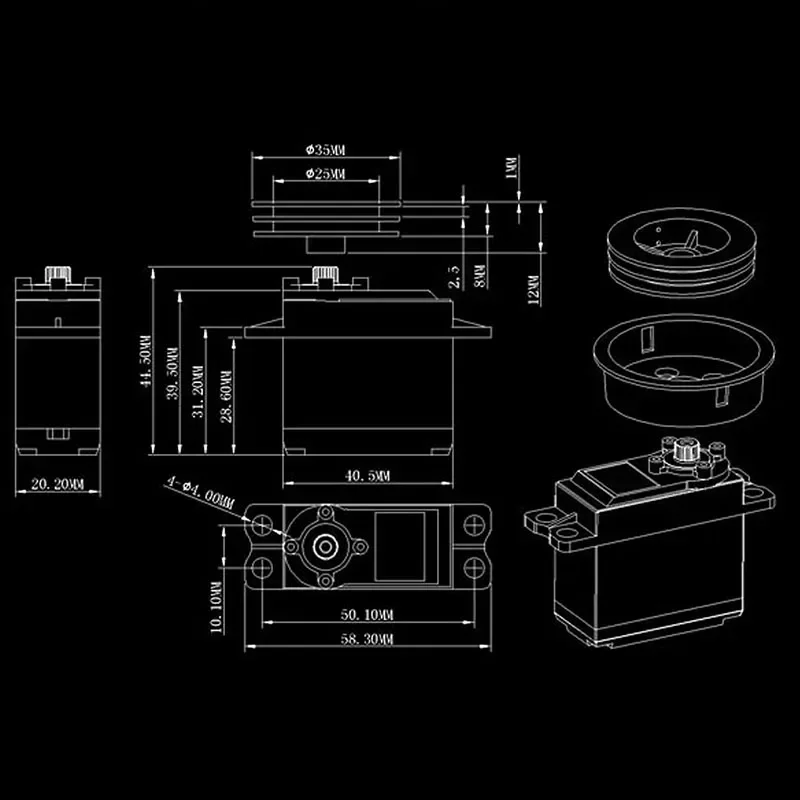 KINGMAX SW22HV 68g 22kg.cm Digitale Metalen Tandwielen Zeillier Servo 1.5-7T Programmeerbare Dual Kogellagers Waterdicht voor RC Boten