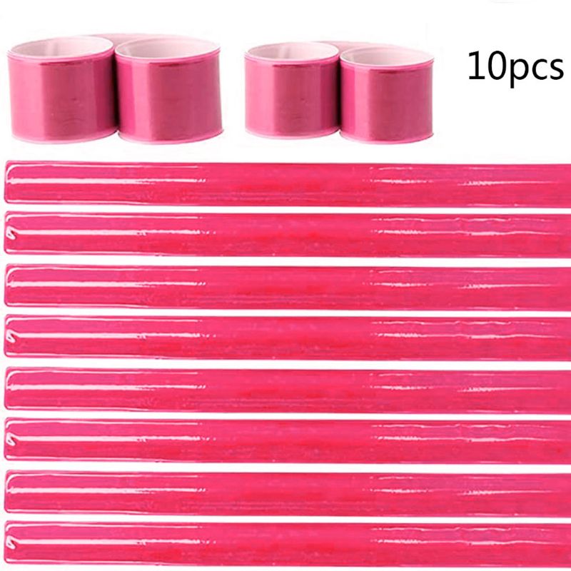 10Pc Visible Safety Running Reflective Wristbands Reflectors Bicycle Bracelets B2QE: Pink