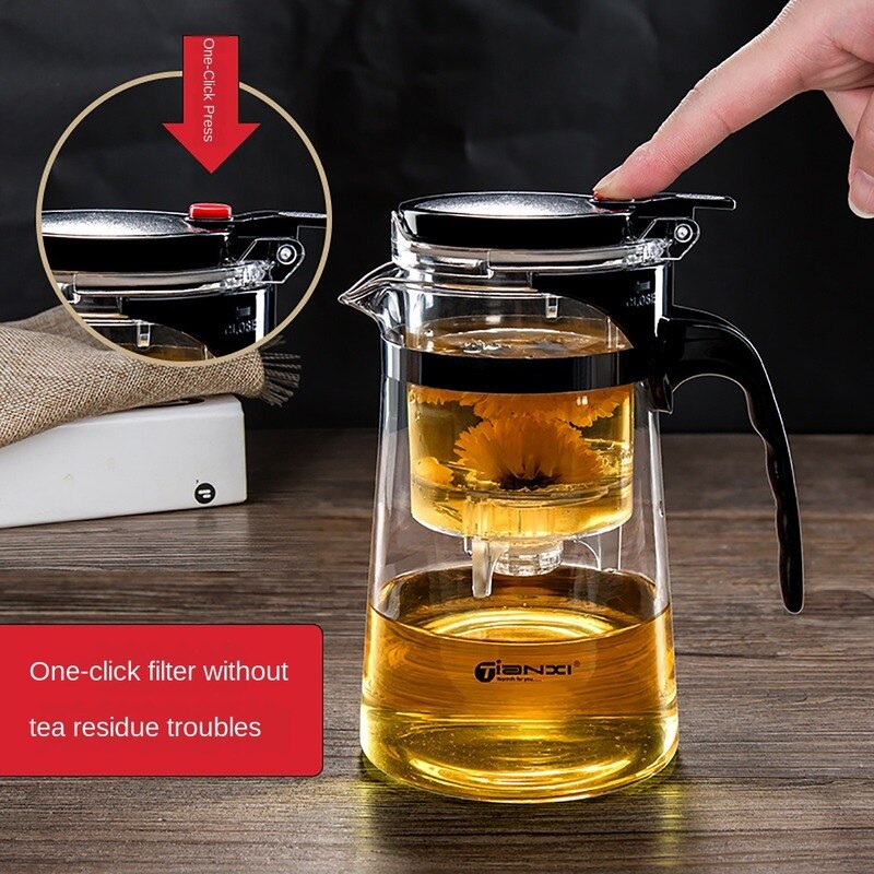 Bules de chá de vidro resistente ao calor bule de chá infusor chinês kung fu conjunto de chá chaleira fabricante de vidro de café escritório conjuntos de chá mj1013