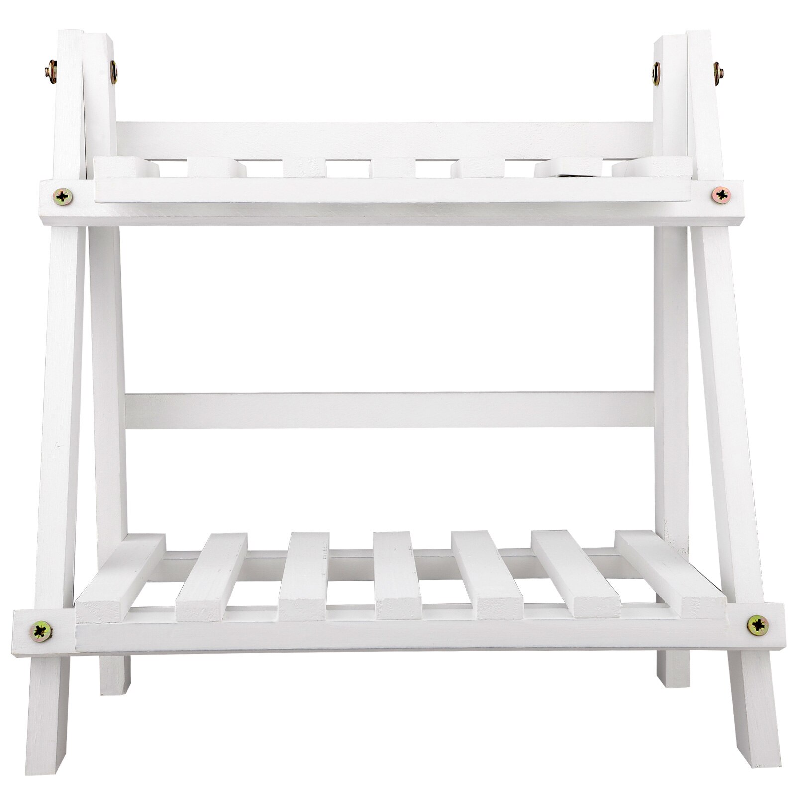 2-Tier Wooden Plant Stand Flower Pot Display Rack Stand Shelf Multifunction Storage Bonsai Holder Rack For Home Outdoor Patio: White