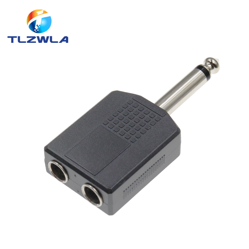 2 SZTUK 1/4 "mononukleoza/stereofoniczny audio Jacek adapter wtyczki męnarty na żeńnarty 6.35MM 6.5MM Podwójne gniazdo Słuchawki Mikrofon Y Rozgałęźnik Konwerter: zgniły zielony