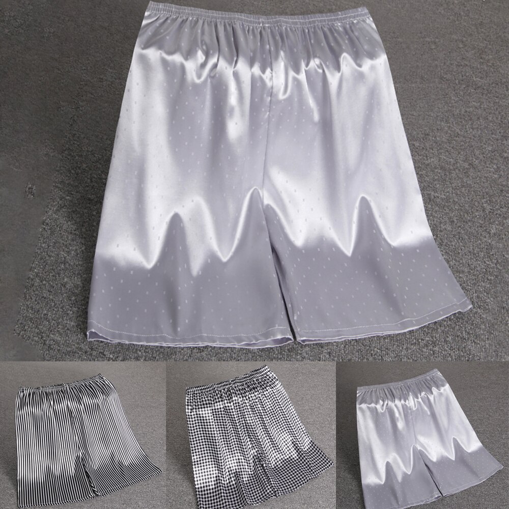 Mannen Slaap Shorts Zomer Zachte Comfortabele Elastische Taille Zijde Satijn Pyjama Shorts Gedrukt Nachtkleding Broek Bottoms Homewear Mannelijke