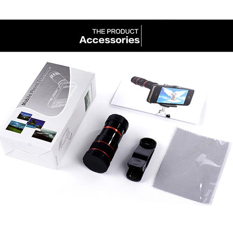 Objectif de télescope universel pour caméra, Zoom optique 12x à Clip, pour téléphone portable, IPhone, accessoires d'objectif de téléphone portable