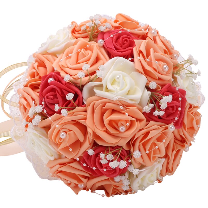 Billig pe rose diamant brudebuket blå bryllupsbuket festartikler buket  pe022x: Orange -1