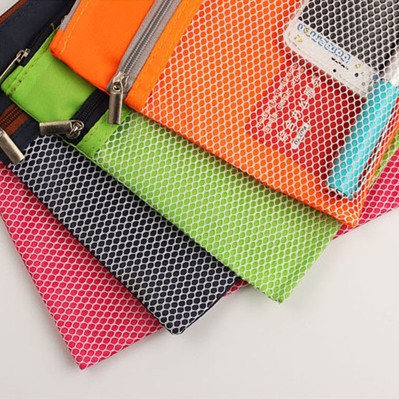 School stationery Document bag super cute 2 layer grid stationery storage bag pencil case office supplies file folder