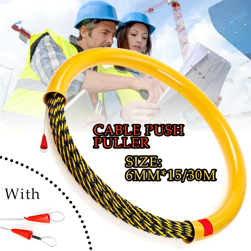 15/30M 6mm Cable Wire Puller Rodder Conduit Snake Cable Installation Tool Tape Fiberglass Cable Tested Wire Pullers Guide Device
