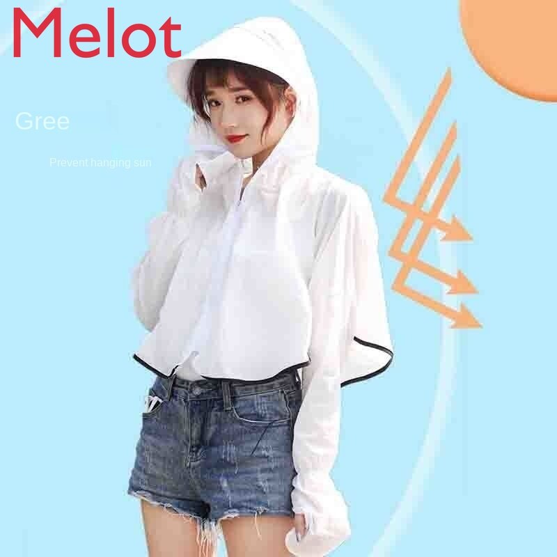 Ropa de protección solar para mujer, estilo coreano, protección UV, capó corto, a prueba de sol, Verano