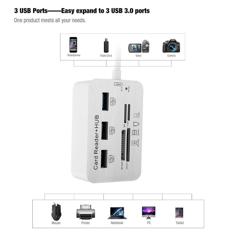 USB3.0 Docking estación lector de tarjetas TF SD portátil Hub Multi función de alta velocidad puertos Hub