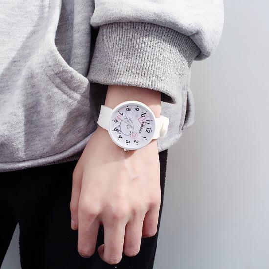 style watch women watches pink student watch simple candy silicone strap relogio feminino: White