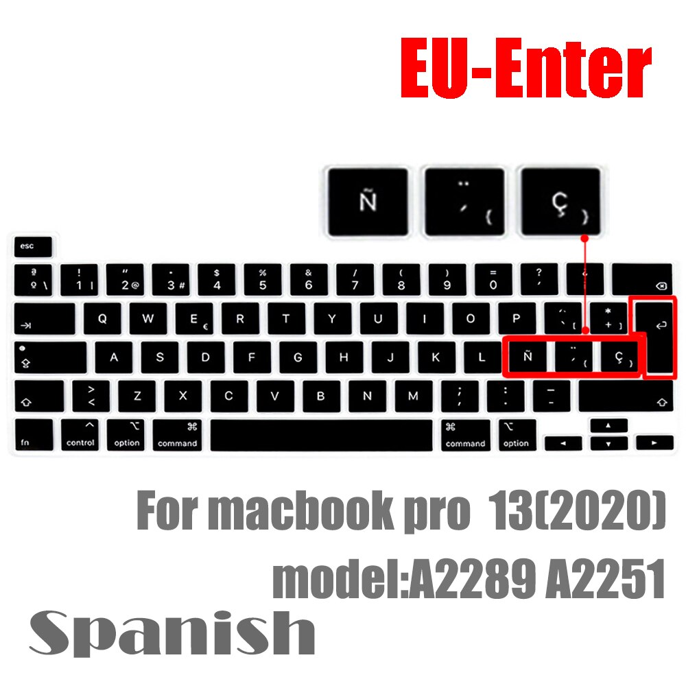 Espagnol chili ordinateur portable clavier protecteur pour macbook pro13 A2289 A2251 pour macbook pro13.3 clavier film de protection